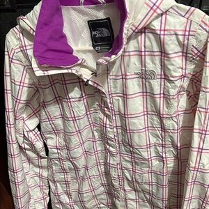 The North Face White and Pink Plaid Jacket